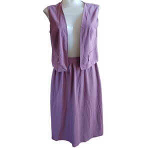 Vintage Women's S/M 1970's Boho Lavender Skirt & Vest Set Purple Mom